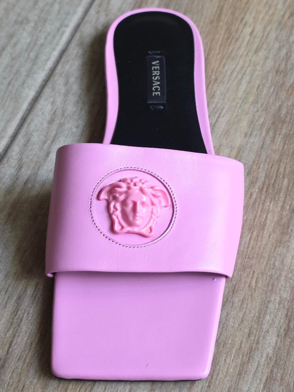 Versace La Medusa Pink Leather Sliders Eur. 37